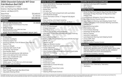 2026 Chevrolet Colorado Crew Cab RWD Pickup for sale #264417 - photo 2