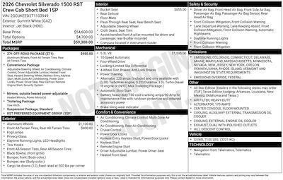 New 2026 Chevrolet Silverado 1500 RST Crew Cab 4WD Pickup for sale #264630 - photo 2