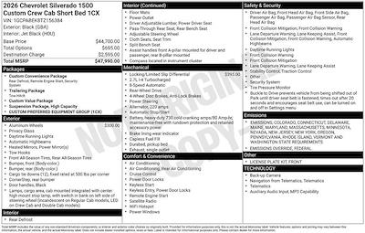 New 2026 Chevrolet Silverado 1500 Custom Crew Cab for sale #264695 - photo 2