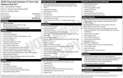 New 2026 Chevrolet Colorado LT Crew Cab Pickup for sale #264699 - photo 2