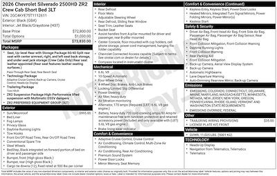 New 2026 Chevrolet Silverado 2500 ZR2 Crew Cab 4WD Pickup for sale #265015 - photo 2