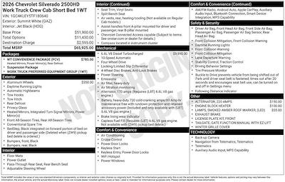 New 2026 Chevrolet Silverado 2500 Work Truck Crew Cab for sale #265520 - photo 2