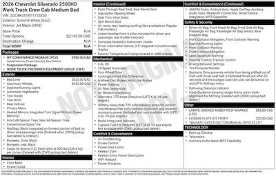 New 2026 Chevrolet Silverado 2500 Work Truck Crew Cab for sale #265770 - photo 2