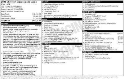 New 2026 Chevrolet Express 2500 Empty Cargo Van for sale #267059 - photo 2