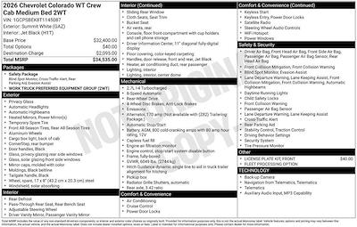 New 2026 Chevrolet Colorado Work Truck Crew Cab for sale #CN64833 - photo 2