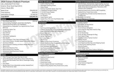 2026 Subaru Outback AWD SUV for sale #S266512SPN - photo 2