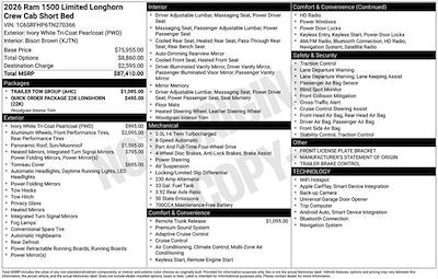 New 2026 Ram 1500 Longhorn Crew Cab for sale #CC3766 - photo 2