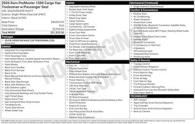 New 2026 Ram ProMaster 1500 High Roof Empty Cargo Van for sale #D43542 - photo 1