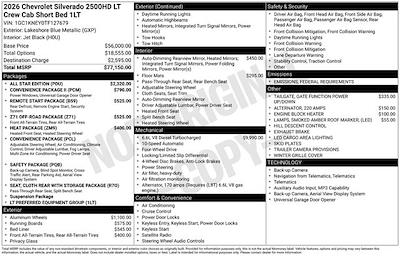 New 2026 Chevrolet Silverado 2500 LT Crew Cab 4WD Pickup for sale #127679 - photo 2