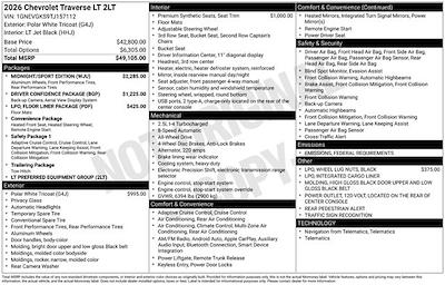 New 2026 Chevrolet Traverse LT AWD SUV for sale #157112 - photo 2