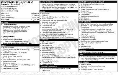 2026 Chevrolet Silverado 1500 Crew Cab 4WD Pickup for sale #203134 - photo 1