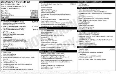 New 2026 Chevrolet Traverse LT for sale #211742 - photo 1