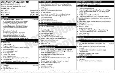 New 2026 Chevrolet Equinox LT SUV for sale #214395 - photo 1