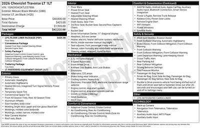 New 2026 Chevrolet Traverse LT for sale #257806A - photo 1