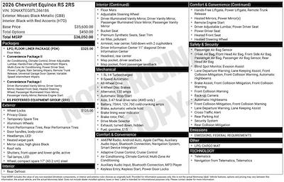 New 2026 Chevrolet Equinox RS AWD SUV for sale #266186 - photo 1