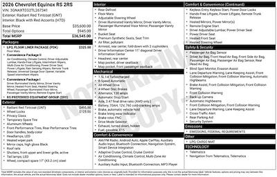 New 2026 Chevrolet Equinox RS AWD SUV for sale #267341B - photo 1