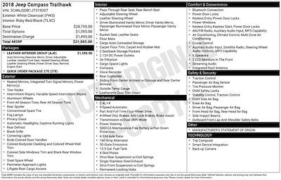 Used 2018 Jeep Compass Trailhawk for sale #319207 - photo 2