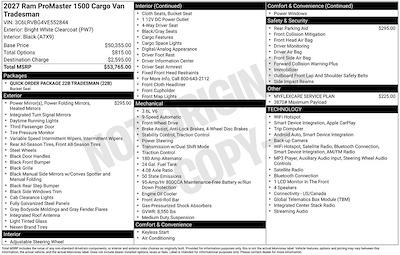 New 2027 Ram ProMaster 1500 High Roof Empty Cargo Van for sale #D20735 - photo 2