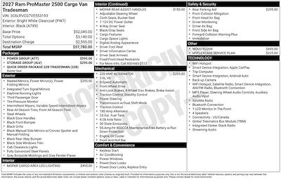 New 2027 Ram ProMaster 2500 High Roof Empty Cargo Van for sale #D20738 - photo 2