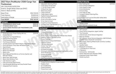 New 2027 Ram ProMaster 2500 High Roof Empty Cargo Van for sale #D20739 - photo 2