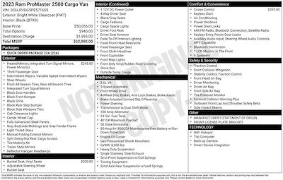 2023 Ram ProMaster 2500 High Roof FWD Empty Cargo Van for sale #FO47276P - photo 2
