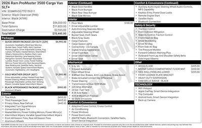 2026 Ram ProMaster 3500 Super High Roof FWD Empty Cargo Van for sale #D260260 - photo 2