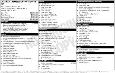 2026 Ram ProMaster 3500 High Roof FWD Empty Cargo Van for sale #D260262 - photo 2