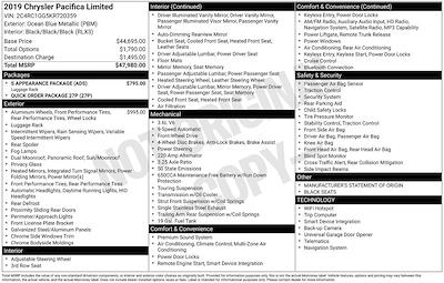 Used 2019 Chrysler Pacifica Limited Minivan for sale #3576A - photo 1