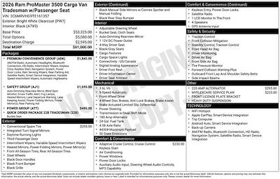 2026 Ram ProMaster 3500 High Roof FWD Empty Cargo Van for sale #DU6003 - photo 1