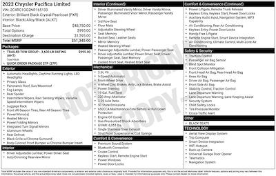 Used 2022 Chrysler Pacifica Limited Minivan for sale #47875 - photo 2