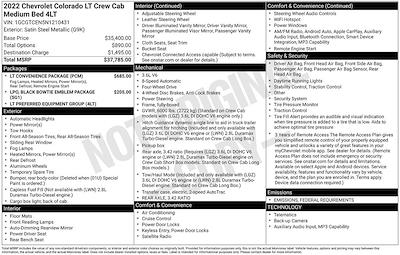 Used 2022 Chevrolet Colorado LT Crew Cab for sale #ZT87630A - photo 2