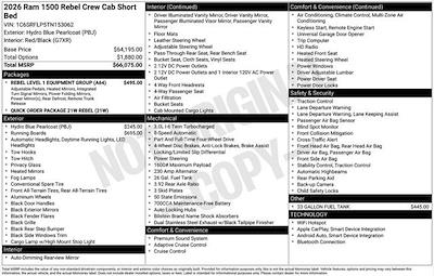 New 2026 Ram 1500 Rebel Crew Cab 4x4 Pickup for sale #W6T153062 - photo 2