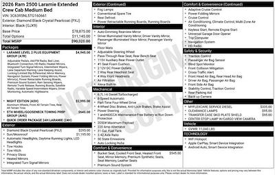 New 2026 Ram 2500 Laramie Mega Cab 4x4 Pickup for sale #W6T160661 - photo 2