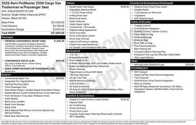 New 2026 Ram ProMaster 2500 High Roof Upfitted Cargo Van for sale #W6T161285 - photo 1