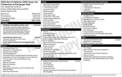 New 2026 Ram ProMaster 3500 Super High Roof Upfitted Cargo Van for sale #W6T166139 - photo 1