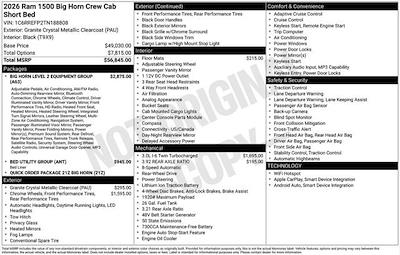 New 2026 Ram 1500 Big Horn Crew Cab Pickup for sale #W6T188808 - photo 2