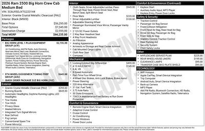 New 2026 Ram 2500 Big Horn Crew Cab for sale #W6T223144 - photo 2
