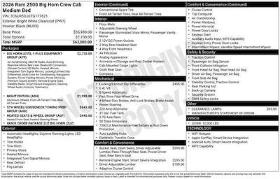 New 2026 Ram 2500 Big Horn Crew Cab 4x4 Pickup for sale #7438 - photo 1