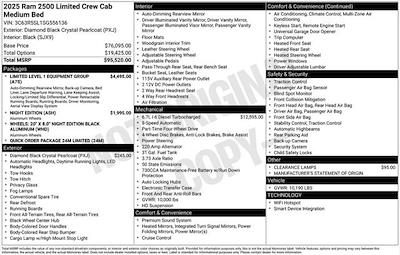 New 2025 Ram 2500 Limited Crew Cab 4x4 Pickup for sale #D5T556136 - photo 2