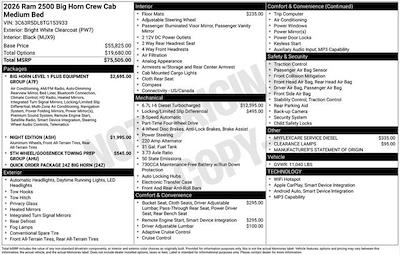 New 2026 Ram 2500 Big Horn Crew Cab 4x4 Pickup for sale #D6T153933 - photo 2