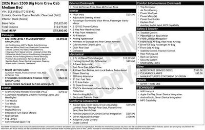 New 2026 Ram 2500 Big Horn Crew Cab 4x4 Pickup for sale #D6T153942 - photo 2