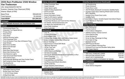 New 2026 Ram ProMaster 2500 High Roof Empty Cargo Van for sale #D6T155710 - photo 2