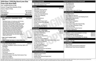 New 2026 Ram 1500 Big Horn Crew Cab 4x4 Pickup for sale #D6T161100 - photo 2