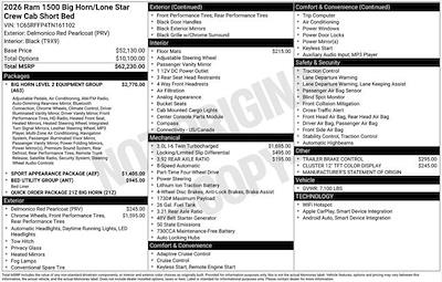 New 2026 Ram 1500 Big Horn Crew Cab 4x4 Pickup for sale #D6T161102 - photo 2
