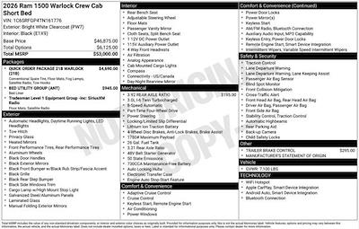 New 2026 Ram 1500 Warlock Crew Cab 4x4 Pickup for sale #D6T161776 - photo 2