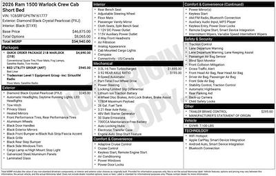 New 2026 Ram 1500 Warlock Crew Cab 4x4 Pickup for sale #D6T161777 - photo 2