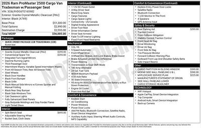 New 2026 Ram ProMaster 2500 High Roof Empty Cargo Van for sale #D6T165982 - photo 1