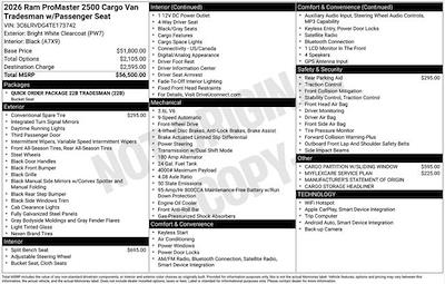 New 2026 Ram ProMaster 2500 High Roof Empty Cargo Van for sale #D6T173742 - photo 2