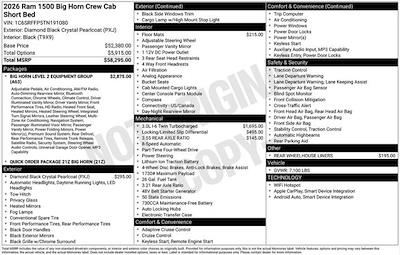 New 2026 Ram 1500 Big Horn Crew Cab 4x4 Pickup for sale #D6T191080 - photo 2