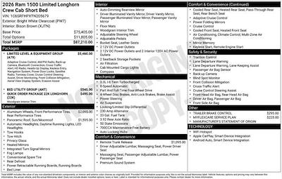 New 2026 Ram 1500 Longhorn Crew Cab 4x4 Pickup for sale #D6T205679 - photo 2